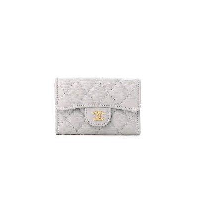 CHANEL CAVIAR QUILTED FLAP CARD HOLDER WALLET GREY AP0214 (11.3*7.5*2.5cm)